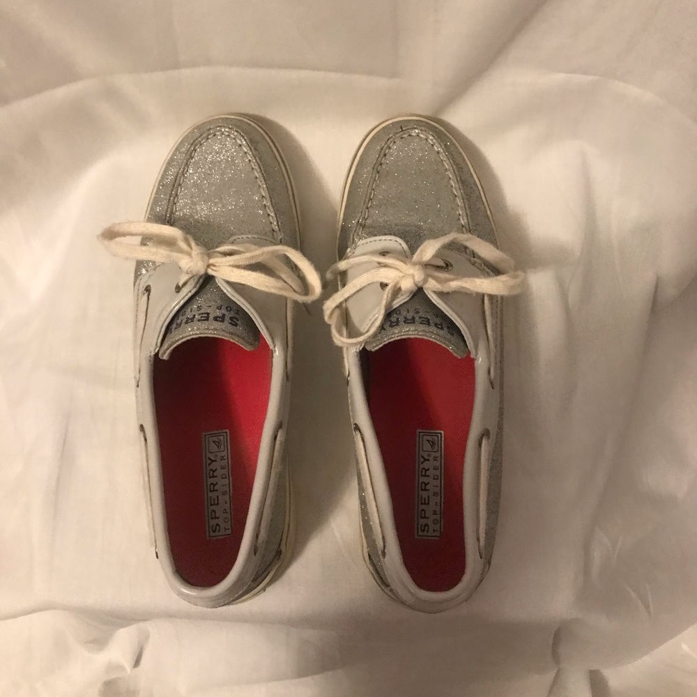 Silver Sparkly Sperrys